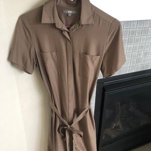 Stylish tan shirtdress